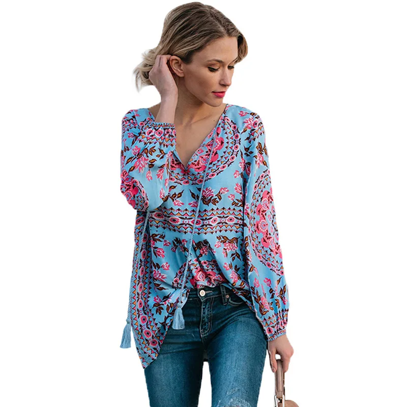 Floral printed Blouse 2020 fashion women's round neck long-sleeved blouse
Floral printed Blouse 2020 fashion women's round neck long-sleeved blouse