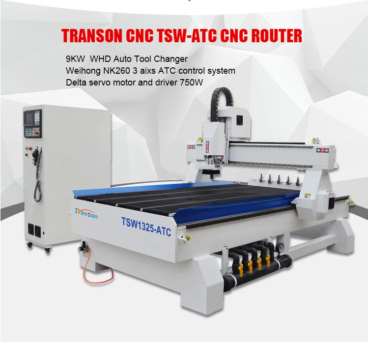 1325 ATC 9KW WHD Wood CNC Router Machine With Back 8 Tools Linear ATC Price