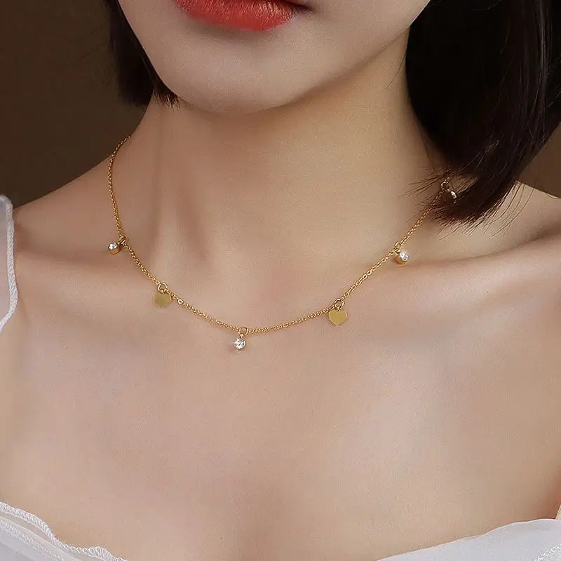 Women jewelry stainless steel dangle Love Heart Drop Necklaces 18k gold plated Clavicle Chain Choker
Women jewelry stainless steel dangle Love Heart Drop Necklaces 18k gold plated Clavicle Chain Choker