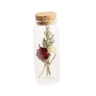 Cheap small flower Wishing Glass Bottle preserved rice flower Lagurus ovatus rose dried in a glass