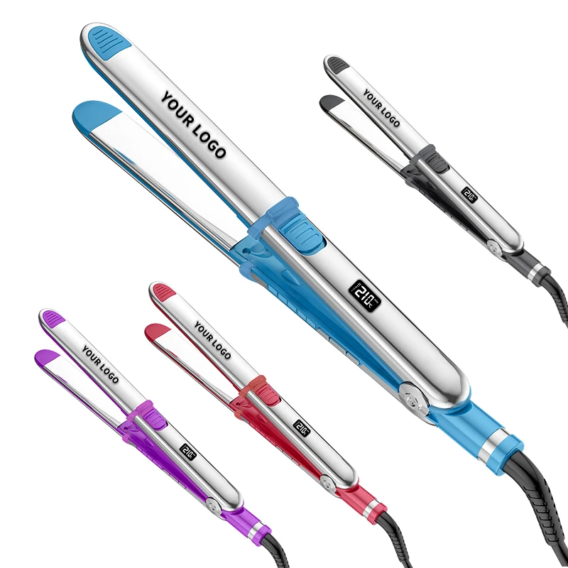 Hair Straightener Machine Silver Stainless Steel Hair straightening with LED Display Titanium Flat Iron
Hair Straightener Machine Silver Stainless Steel Hair straightening with LED Display Titanium Flat Iron