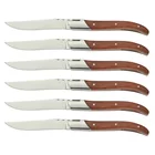 Stainless Steel Blade Handle Steak Knife Eternal Star High Quality 6 Pcs Mirror Blade Steak Knife Set With Wooden Handle