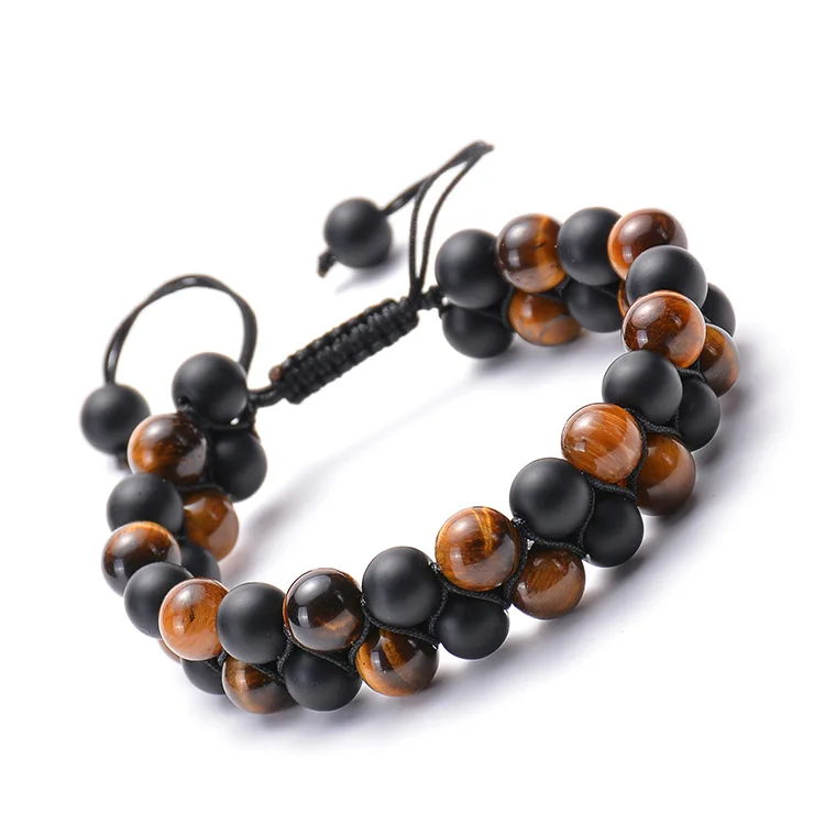Braided Adjustable Rope Double Layer Matte Black Stone Bracelet Natural Tiger Eye Bracelet for Men Jewelry, As picture
Braided Adjustable Rope Double Layer Matte Black Stone Bracelet Natural Tiger Eye Bracelet for Men Jewelry, As picture