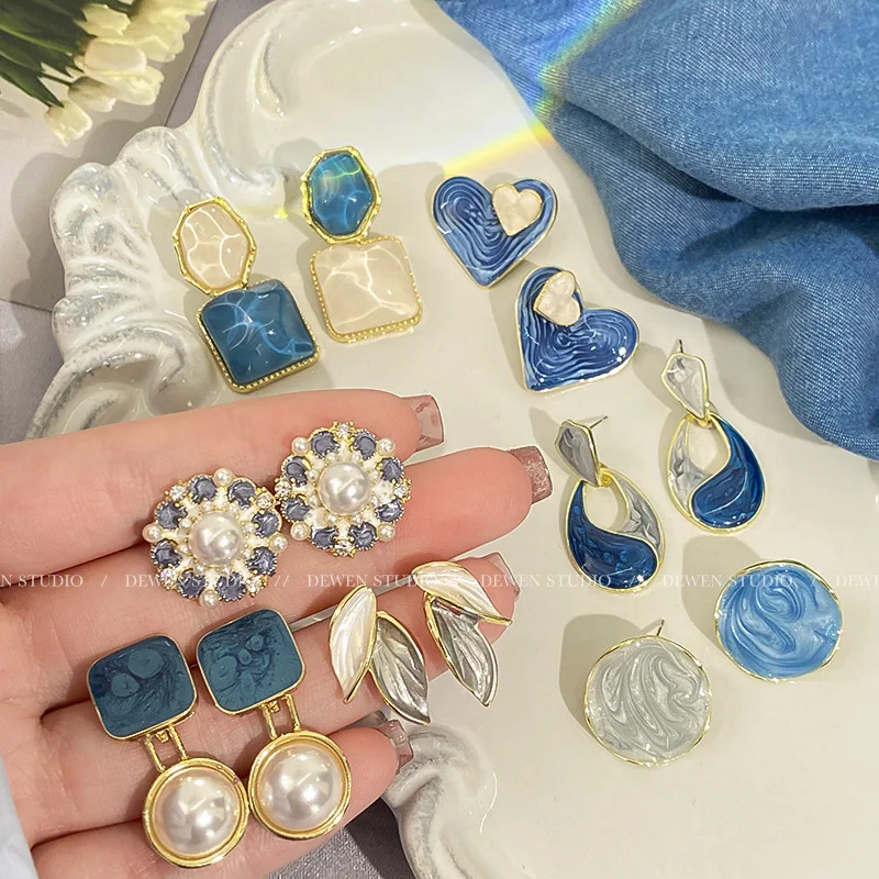 Multi Styles 925 Silver Needle Geometric Blue Earrings For Women Trendy Round Leaf Heart Earrings Jewelry Gifts
Multi Styles 925 Silver Needle Geometric Blue Earrings For Women Trendy Round Leaf Heart Earrings Jewelry Gifts