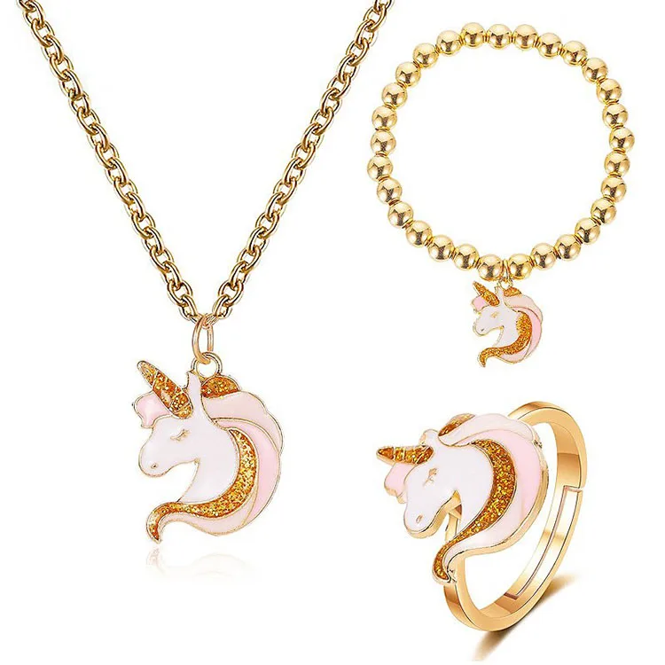 Wholesale Fashion lovely unicorn necklace bracelet earrings ring jewelry set for women& Kids, Picture
Wholesale Fashion lovely unicorn necklace bracelet earrings ring jewelry set for women& Kids, Picture