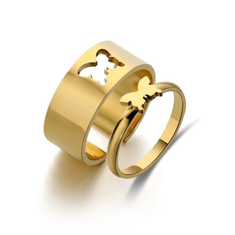 Romantic Statement Unique Gift Stainless Steel Thick And Thin Butterfly Heart Matching Wedding Rings Couple Set
Romantic Statement Unique Gift Stainless Steel Thick And Thin Butterfly Heart Matching Wedding Rings Couple Set