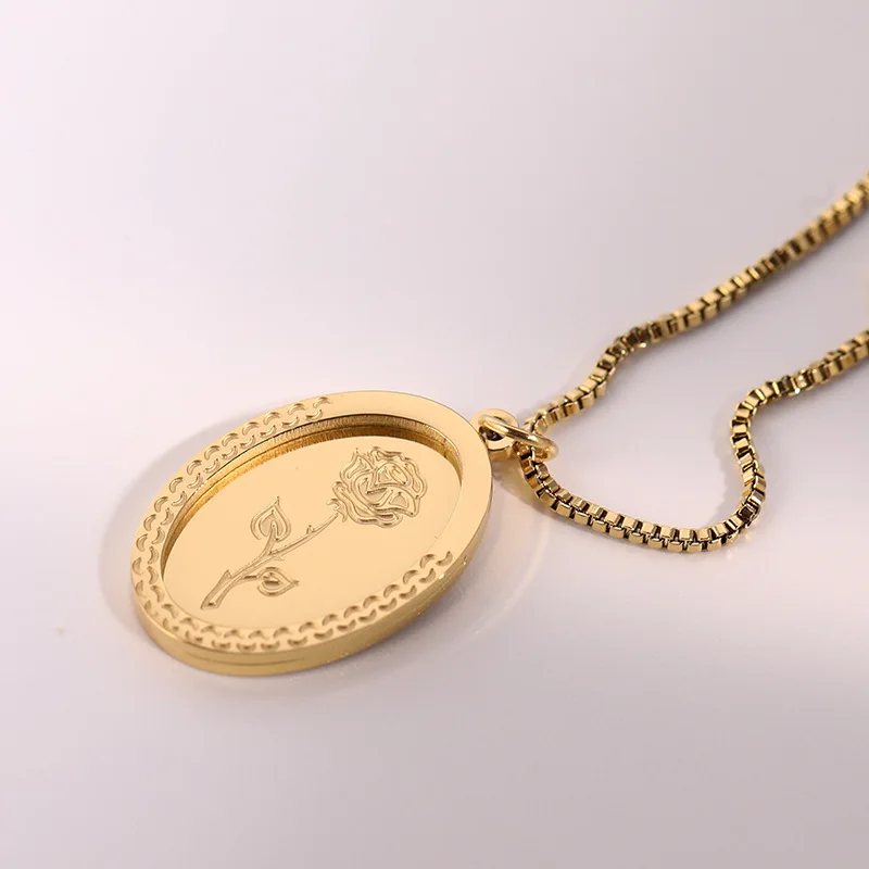 Wholesale Vintage Oval Shape Rose Pendant Necklace for Women 18K Gold PVD Plated Stainless Steel Jewelry
Wholesale Vintage Oval Shape Rose Pendant Necklace for Women 18K Gold PVD Plated Stainless Steel Jewelry