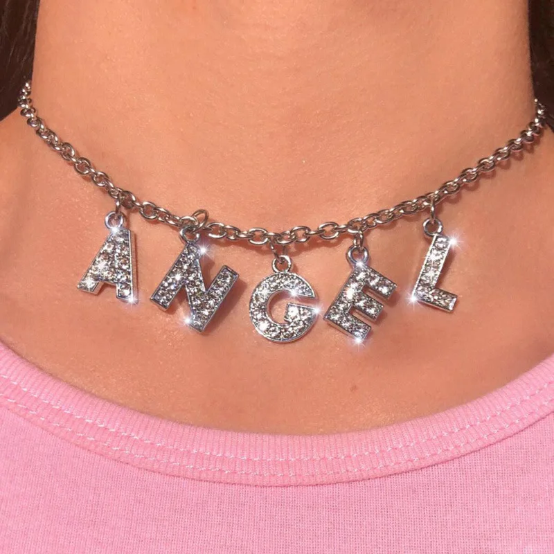 Crystal Angel Necklace Chain BABY Rhinestone Choker Couple Gift Jewelry Pendant Aesthetic Femme Collier Necklace For Women
Crystal Angel Necklace Chain BABY Rhinestone Choker Couple Gift Jewelry Pendant Aesthetic Femme Collier Necklace For Women