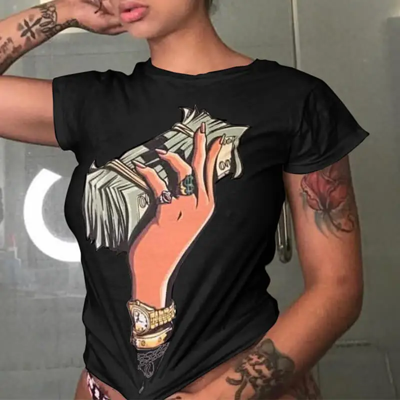 Oem T-shirt Femme Vrouwen T-shirts Bizim Ustlerimiz Puncak Kami New Summer Women Short Sleeve Printed Banknote O Neck Tops Tee
Oem T-shirt Femme Vrouwen T-shirts Bizim Ustlerimiz Puncak Kami New Summer Women Short Sleeve Printed Banknote O Neck Tops Tee