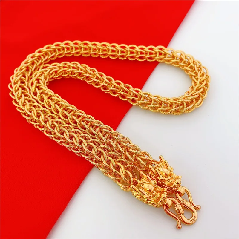 Domineering Dragon Head Necklace Long-Term Color Brass Gold Plated Men's 12Mm Sand Ring Alluvial
Domineering Dragon Head Necklace Long-Term Color Brass Gold Plated Men's 12Mm Sand Ring Alluvial