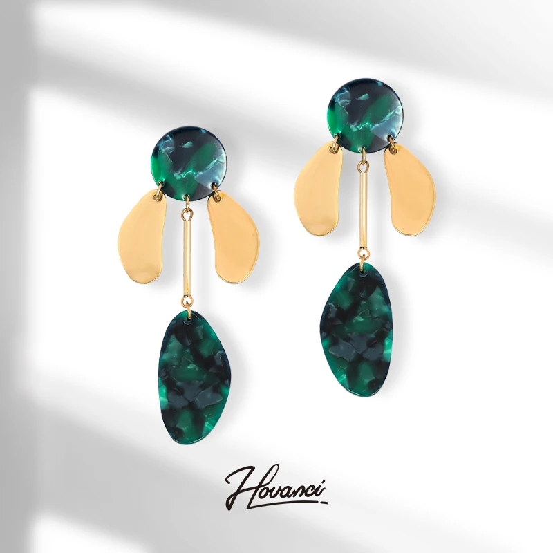 HOVANCI bride acrylic link holiday jewelry 8 brazilian gold plated long fan green tassel earrings
HOVANCI bride acrylic link holiday jewelry 8 brazilian gold plated long fan green tassel earrings