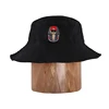 Hot Sale Old Style Distressed Custom Embroidery Logo Black Flat Plain Bucket Hat For Men