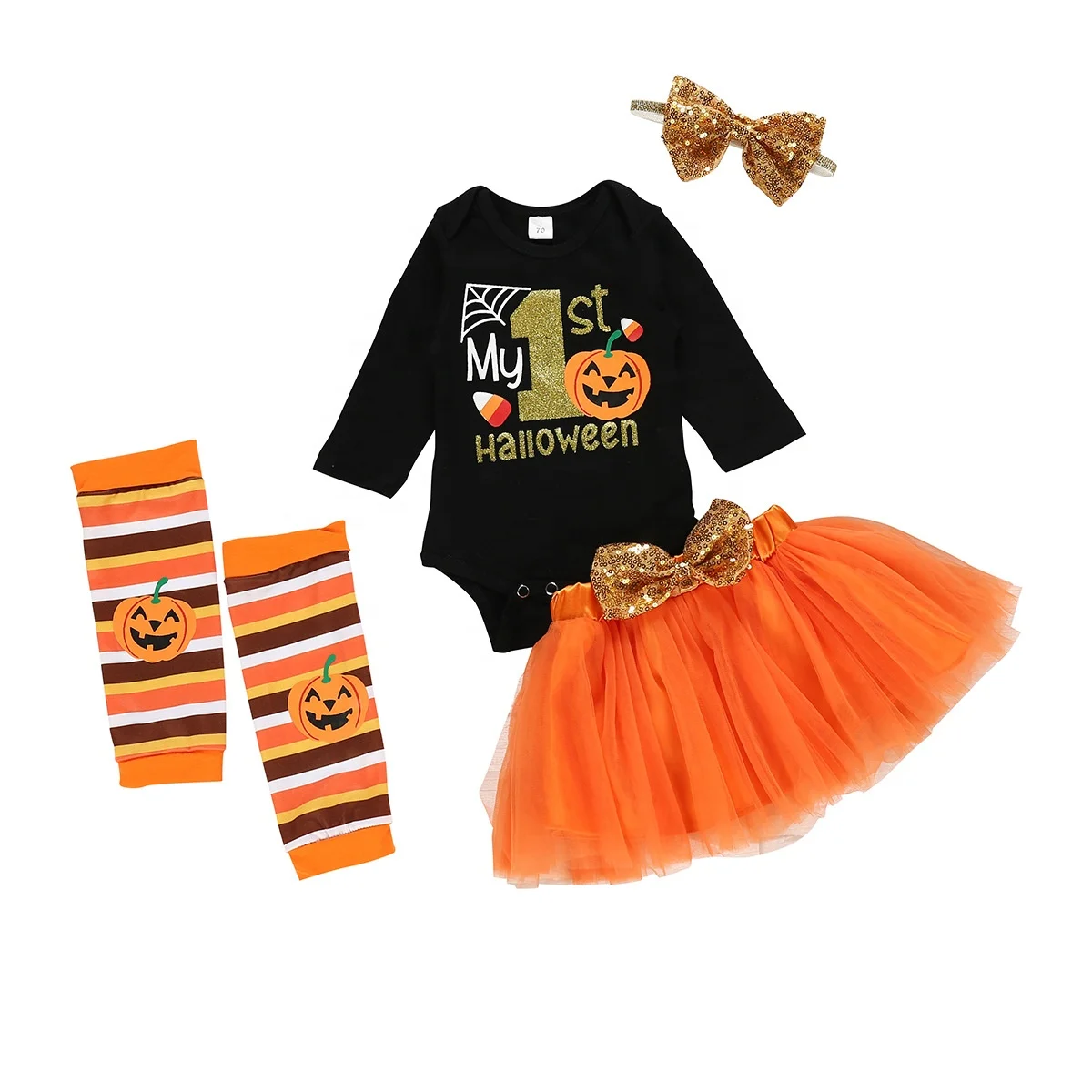 Wholesale Fashion Gift Net Halloween Pumpkin Baby Cloth Set Girls Outfits with Bow, As pic show
Wholesale Fashion Gift Net Halloween Pumpkin Baby Cloth Set Girls Outfits with Bow, As pic show