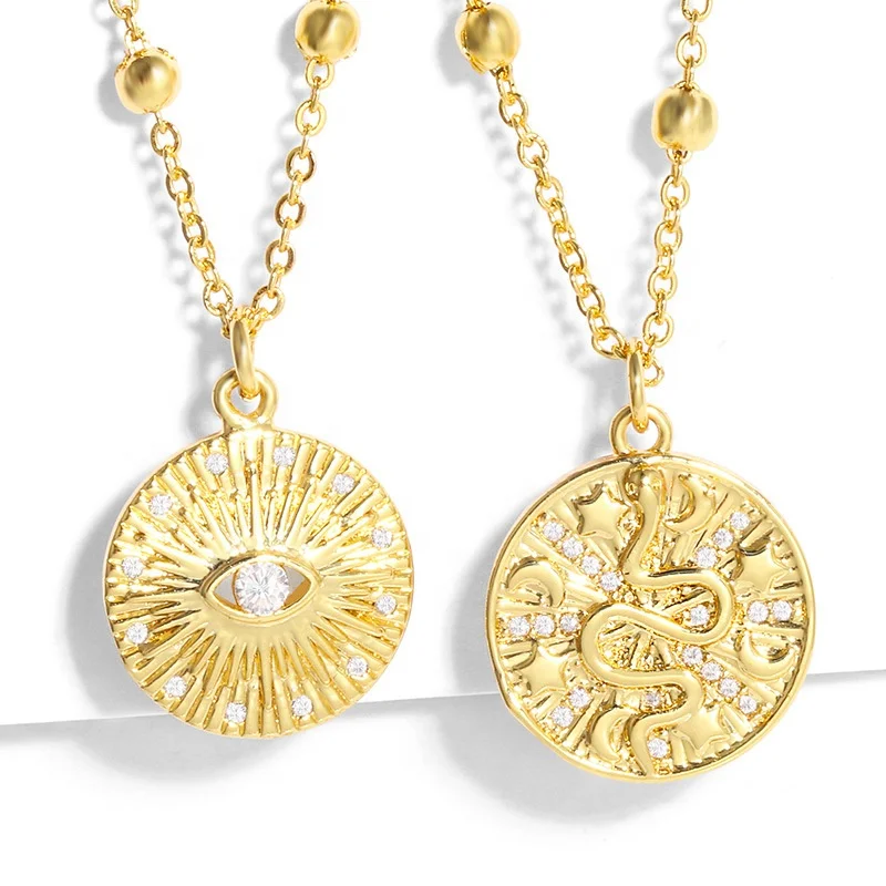 New Products Serpentine Disc Necklace Demon Eye Pendant Stainless Steel Diamond Custom Logo Necklaces, Gold
New Products Serpentine Disc Necklace Demon Eye Pendant Stainless Steel Diamond Custom Logo Necklaces, Gold