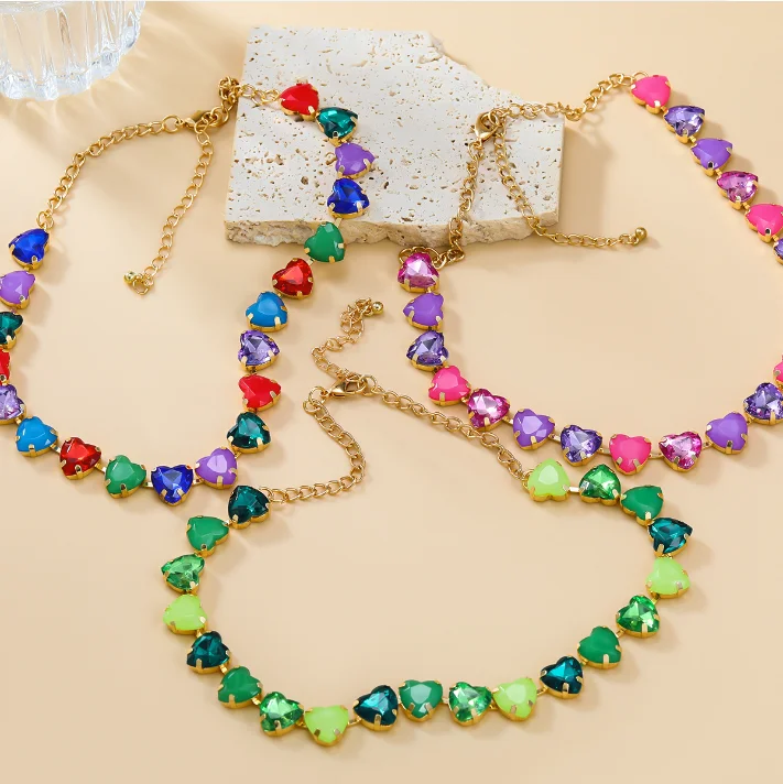 5 Style luxury heart glass drill chain Necklace Earrings For Women crystal Rhinestone choker Earrings Wedding Bride Jewelry Set
5 Style luxury heart glass drill chain Necklace Earrings For Women crystal Rhinestone choker Earrings Wedding Bride Jewelry Set