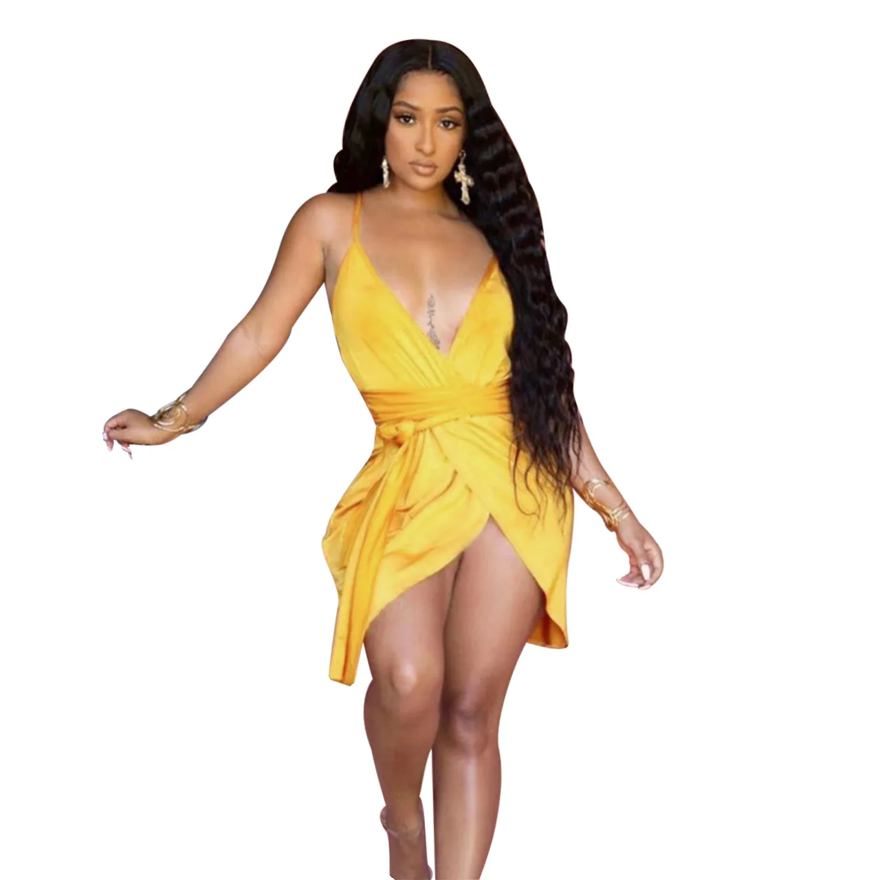 Hot selling suspender deep V off shoulder open back dress waist strap high split design dress sexy tight mini skirt women's dres
Hot selling suspender deep V off shoulder open back dress waist strap high split design dress sexy tight mini skirt women's dres