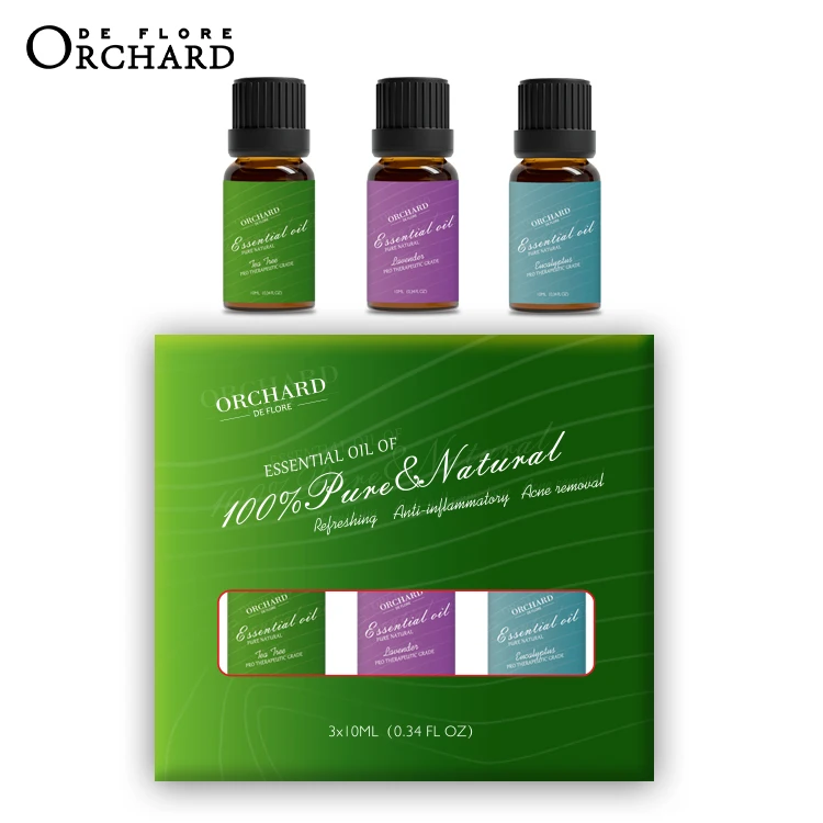 

Top sale 10ml*3 lavender, tea tree, eucalyptus 100% natural pure private label sessential oil gift set provides