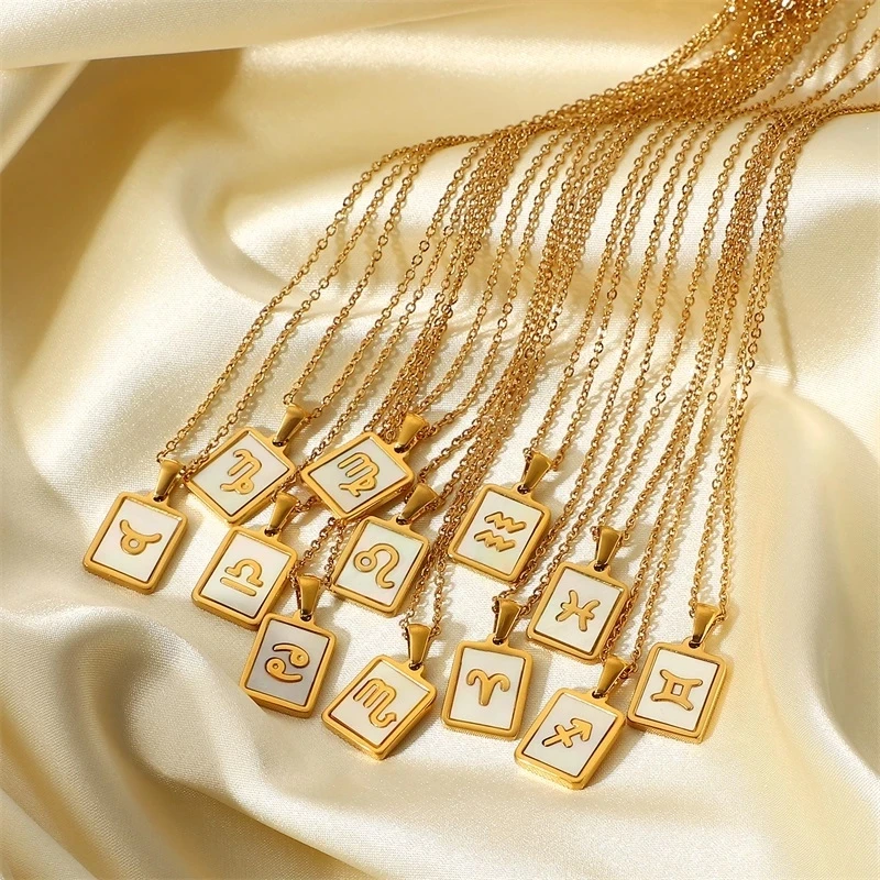 Women's Stainless Steel Pendant 12 Zodiac Style Classic Design Square Shell Pendant18K Gold Stainless Steel Pendant Necklace
Women's Stainless Steel Pendant 12 Zodiac Style Classic Design Square Shell Pendant18K Gold Stainless Steel Pendant Necklace
