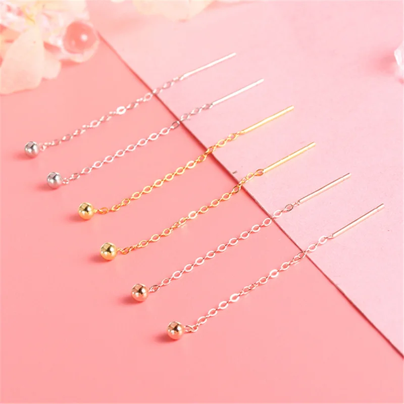 Fine Jewelry 100% 925 Sterling silver exquisite round beads Korean style hanging earrings
Fine Jewelry 100% 925 Sterling silver exquisite round beads Korean style hanging earrings
