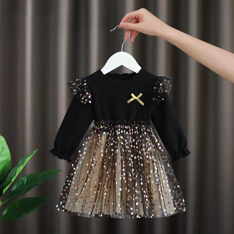 Girls black dress spring style Korean girl cotton tutu skirt super fairy western star net gauze princess dress
Girls black dress spring style Korean girl cotton tutu skirt super fairy western star net gauze princess dress