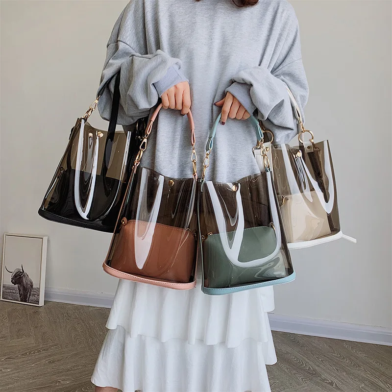 Fashion China Wholesale Clear Jelly Transparent Handbags 2 pcs purses Set Bags Purses for girls, Customizable
Fashion China Wholesale Clear Jelly Transparent Handbags 2 pcs purses Set Bags Purses for girls, Customizable