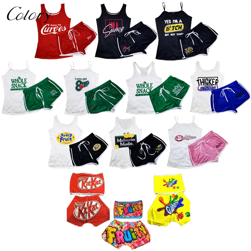 2021 new arrival summer ladies two piece sets solid color short sleeves letter printed women clothing 2 piece sets
2021 new arrival summer ladies two piece sets solid color short sleeves letter printed women clothing 2 piece sets