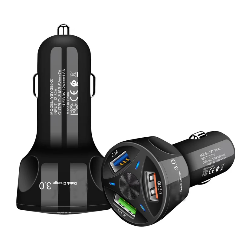 

Universal 20W 35W Fast Charging 3 Port Car USB Charger Power Supply 3 USB Quick Charging Car Charger, Black white