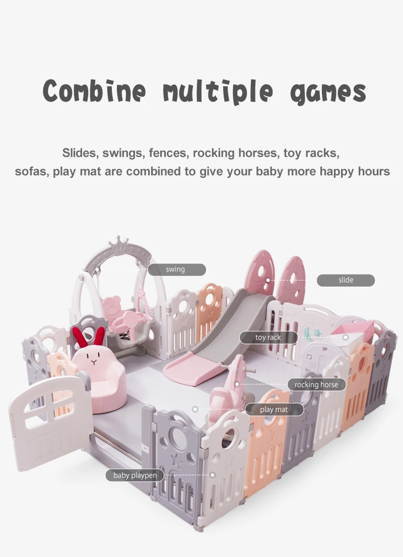 Feelkids High Quality Plastic Children's Playpen with Fence Portable Design for Bedroom & Living Room Use factory