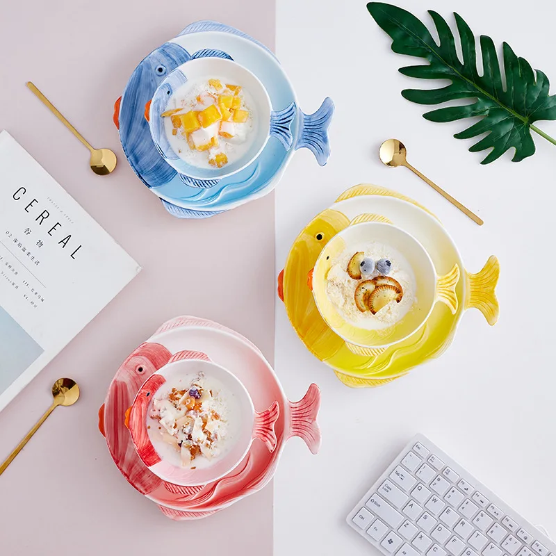 cute cartoons fish shaped hand-painted ceramic tableware children ceramic plates saucer set salad bowl dinnerware, Multi-color
cute cartoons fish shaped hand-painted ceramic tableware children ceramic plates saucer set salad bowl dinnerware, Multi-color