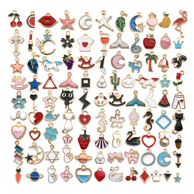 100Pcs Assorted Gold Plated Enamel Pendants Necklace Bracelet Charms for Jewelry Making
100Pcs Assorted Gold Plated Enamel Pendants Necklace Bracelet Charms for Jewelry Making