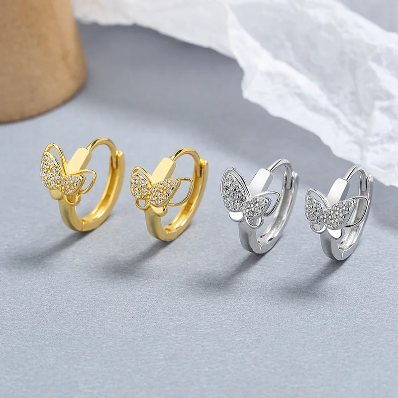 fine jewelry 925 sterling silver butterfly earrings animal butterfly diamond gold plated hoop earrings for women
fine jewelry 925 sterling silver butterfly earrings animal butterfly diamond gold plated hoop earrings for women