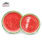 2pcs Lovely green family restaurant hotel watermelon fruit melamine plastic disc plate