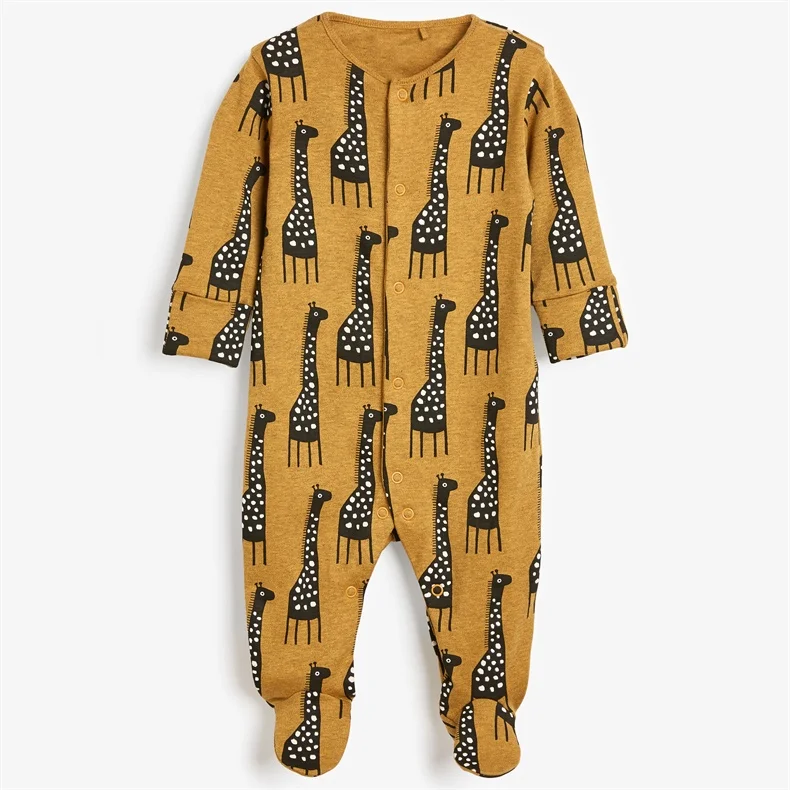 Custom Cute Animal Printing Long Sleeve Kids Clothes 100% cotton Knitted Baby Romper