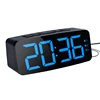Portable Blue digital alarm clock radio with night light