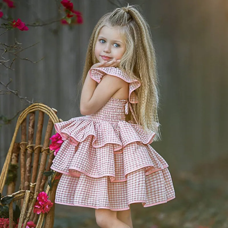 2021 sleeveless princess ruffle dress ball gown party pink plaid kids dresses for girls
2021 sleeveless princess ruffle dress ball gown party pink plaid kids dresses for girls