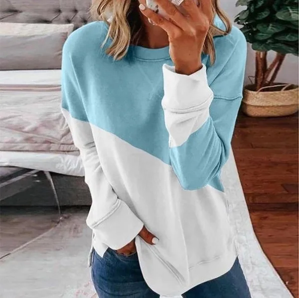 2020 New Color Matching Long-Sleeved Round Neck Contrast Color Loose Casual Plus Size Women Sweater T-shirt
2020 New Color Matching Long-Sleeved Round Neck Contrast Color Loose Casual Plus Size Women Sweater T-shirt