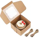 4" Length x 4" Width x 2.5" Height White Kraft Paperboard Auto-Popup Window Pastry/Bakery cake Box