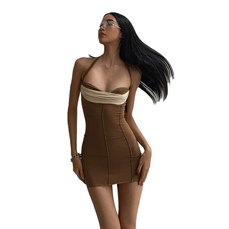 Spring 2022 New arrival Women sexy casual dress halter sleeveless patchwork dress fashionable ladies mini dresses
Spring 2022 New arrival Women sexy casual dress halter sleeveless patchwork dress fashionable ladies mini dresses