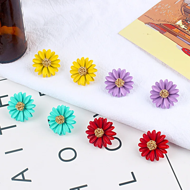 Zinc Alloy Double Layer Petal Flower Earrings 4.0CM Red Blue Yellow Purple Flower Stud Earrings For Girls
Zinc Alloy Double Layer Petal Flower Earrings 4.0CM Red Blue Yellow Purple Flower Stud Earrings For Girls