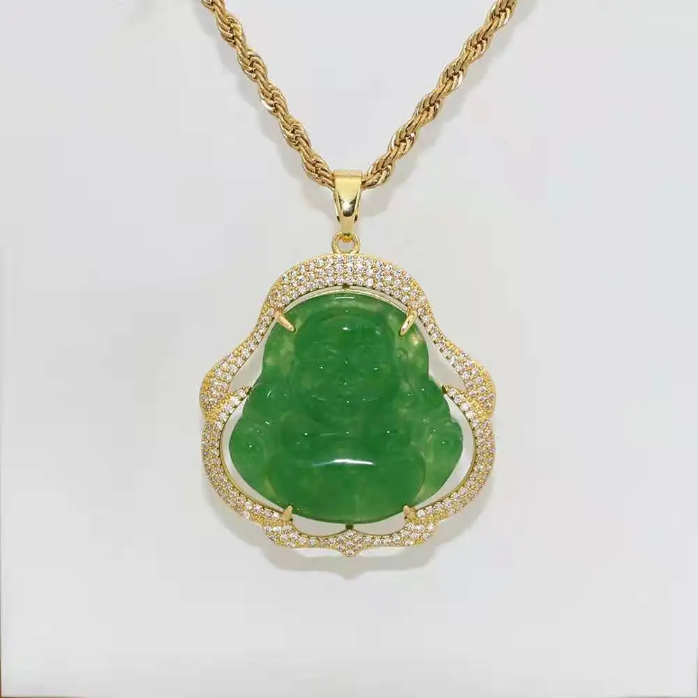 hip-hop jewelry Maitreha Jade buddha pendant for men and women European and American trend copper zircon pendant
hip-hop jewelry Maitreha Jade buddha pendant for men and women European and American trend copper zircon pendant