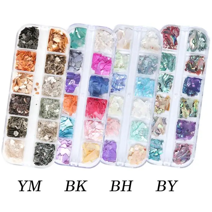 12 grids Manicure high quality Nail Shell Piece Ultra-thin Nail Tip Decoration natural shell powder slice
12 grids Manicure high quality Nail Shell Piece Ultra-thin Nail Tip Decoration natural shell powder slice
