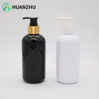 factory production 250ml PET black white plastic cosmetic round bottle with pump / PET shampoo bottle