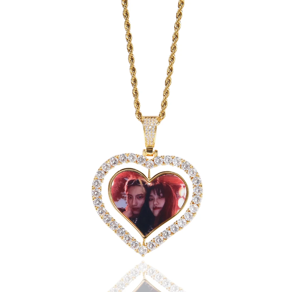 Silver Gold Sterling Cuban Link Chain Replicable Sweet Heart Emotion Photo Bling Pendant Rhinestone Necklace, Customized color
Silver Gold Sterling Cuban Link Chain Replicable Sweet Heart Emotion Photo Bling Pendant Rhinestone Necklace, Customized color