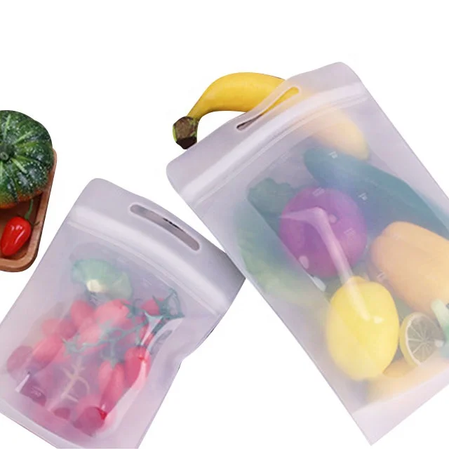 

Food Storage Silicone Bags Fruit Juice Bag Keeping Fresh Container Self-sealing Leakproof Reusable Silicone Kitchen Storages, Purple,white,avocado green,orange,customized color