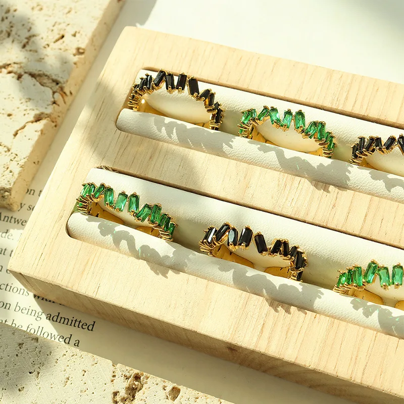 2022 Ins Korean Style Stainless Steel Black Green Zircon Finger Ring 18k Real Gold Irregular Zircon Opening Ring
2022 Ins Korean Style Stainless Steel Black Green Zircon Finger Ring 18k Real Gold Irregular Zircon Opening Ring