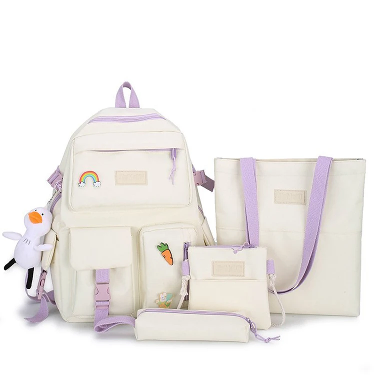 Wholesale custom logo luxury waterproof canvas 4pcs backpack college school bags for girls set
Wholesale custom logo luxury waterproof canvas 4pcs backpack college school bags for girls set