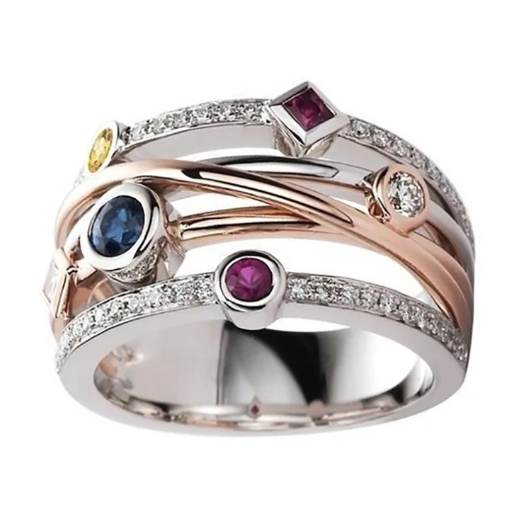 Hip-hop style jewelry fashionable geometric line inlaid multicolor zircon ring fashionable ring, Picture shows
Hip-hop style jewelry fashionable geometric line inlaid multicolor zircon ring fashionable ring, Picture shows