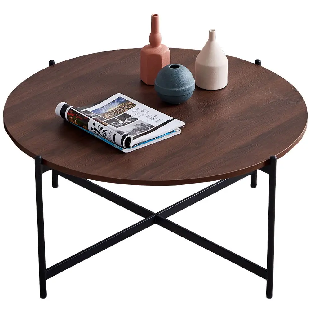 Modern Round glass coffee table Black metal frame with walnut top luxury coffee tables
Modern Round glass coffee table Black metal frame with walnut top luxury coffee tables