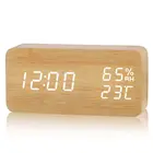 Digital desk clock Adjustable wood alarm clock for Home with humidity display