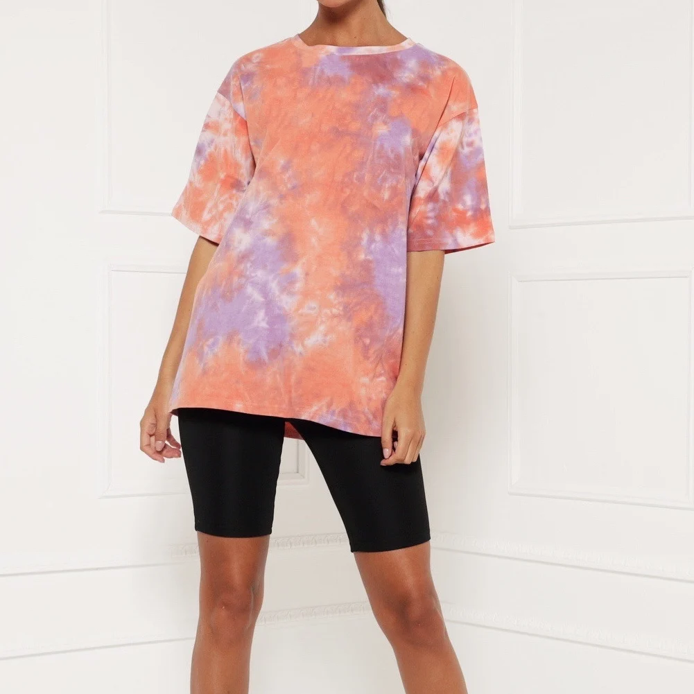 Fashion Summer Female Cotton Fabric Tie-dye Shorts Sleeve Womens T-shirts Casual Long Knitted 100% Cotton Decorated with Tie Dye
Fashion Summer Female Cotton Fabric Tie-dye Shorts Sleeve Womens T-shirts Casual Long Knitted 100% Cotton Decorated with Tie Dye